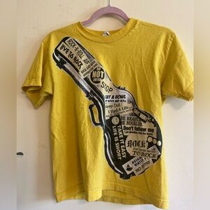 Yellow Graphic T-Shirt with Guitar Design